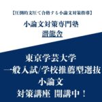 東京学芸大学 一般入試 / 学校推薦型選抜 小論文 対策講座 【模範解答】【オンライン指導 添削指導 個別指導】
